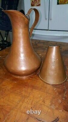 Antique Copper Jug pitcher Dovetailed Seam Circa 1850 european wine water patina