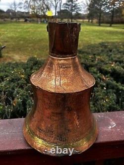 Antique Copper Water Jug Brass Handle Heavy Handmade Hammered Pitcher Patina 13