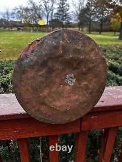 Antique Copper Water Jug Brass Handle Heavy Handmade Hammered Pitcher Patina 13