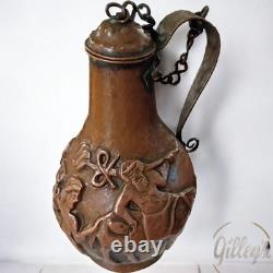 Antique Copper Wine/Water Jug Primitive Coppersmithing Repousse