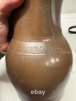 Antique Cowden & Wilcox Harrisburg Pa Penn Stoneware 1 Gallon Water Pitcher