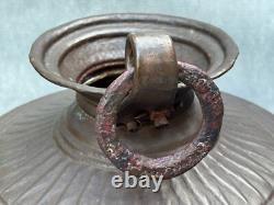 Antique Dimpled Copper Water Jug Double Ring Handle Vessel India Rounded Base