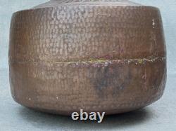 Antique Dimpled Copper Water Jug Double Ring Handle Vessel India Rounded Base