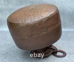 Antique Dimpled Copper Water Jug Double Ring Handle Vessel India Rounded Base