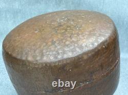 Antique Dimpled Copper Water Jug Double Ring Handle Vessel India Rounded Base