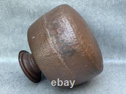 Antique Dimpled Copper Water Jug Double Ring Handle Vessel India Rounded Base