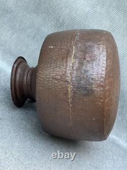 Antique Dimpled Copper Water Jug Double Ring Handle Vessel India Rounded Base