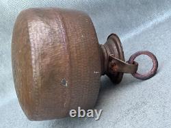 Antique Dimpled Copper Water Jug Double Ring Handle Vessel India Rounded Base