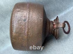 Antique Dimpled Copper Water Jug Double Ring Handle Vessel India Rounded Base