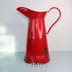 Antique Dutch large red enamel water pitcher jug