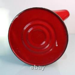 Antique Dutch large red enamel water pitcher jug