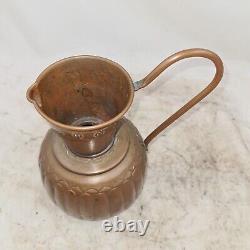 Antique EGYPTIAN AC Handcraft Water Coffee Pot Jug Pitcher Copper Brass