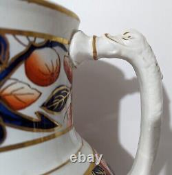 Antique English Imari Pitcher Water Jug Cobalt Blue & Oranges Late 1800s England