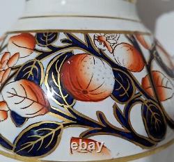 Antique English Imari Pitcher Water Jug Cobalt Blue & Oranges Late 1800s England