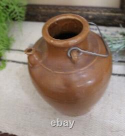 Antique FRENCH terra-cotta clay Earthenware Pottery GARGOULETTE water jug pot