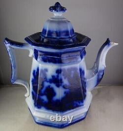 Antique Flow Blue Temple Water Pitcher withLid