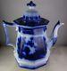 Antique Flow Blue Temple Water Pitcher Withlid