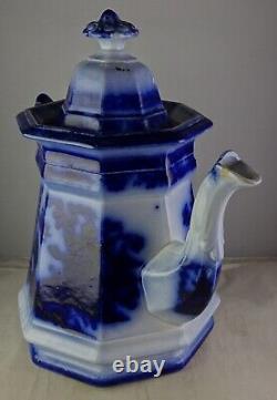 Antique Flow Blue Temple Water Pitcher withLid