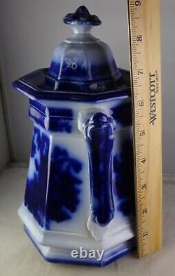 Antique Flow Blue Temple Water Pitcher withLid