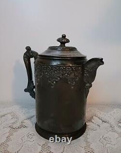 Antique Forbes Silver Co. Quadruple Silver Plate Teapot Coffee Water 150 Ornate