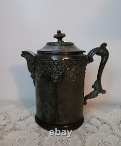 Antique Forbes Silver Co. Quadruple Silver Plate Teapot Coffee Water 150 Ornate