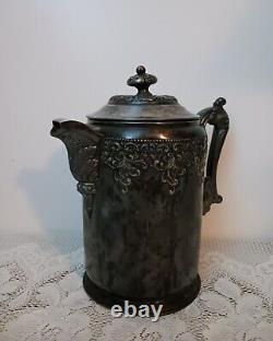 Antique Forbes Silver Co. Quadruple Silver Plate Teapot Coffee Water 150 Ornate