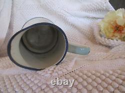Antique French Enamelware JAPY Small Body Water PITCHER Jug Pink ROSE PANSY 1920