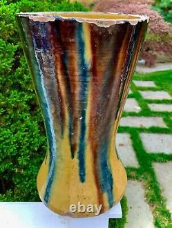 Antique French Glazed Art Provencal Pottery Gargoulette Vessel Jaspe