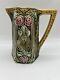 Antique French Majolica Water Jug With Roses By Frie Onnaing Marked 780