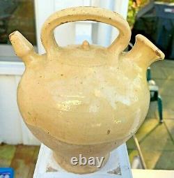 Antique French Pottery Pot Confit Stoneware Jar Water Cruche Pitcher Jug Vessel