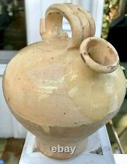 Antique French Pottery Pot Confit Stoneware Jar Water Cruche Pitcher Jug Vessel