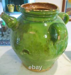 Antique French Pottery Pot Confit Stoneware Jar Water Cruche Pitcher Jug Vessel