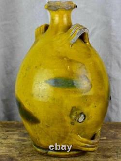 Antique French Provincial Conscience jug with yellow and green glaze water / o