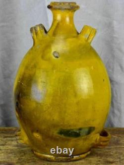 Antique French Provincial Conscience jug with yellow and green glaze water / o