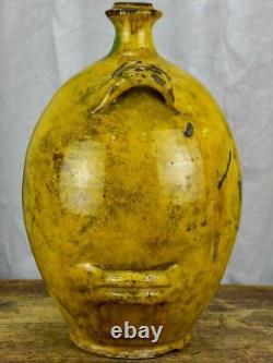 Antique French Provincial Conscience jug with yellow glaze water / oil
