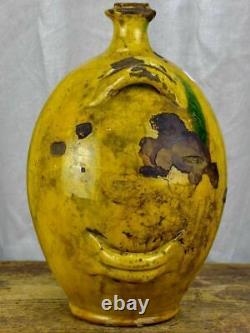 Antique French Provincial Conscience jug with yellow glaze water / oil