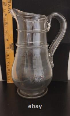 Antique Georgian Glass Water Jug With Bands