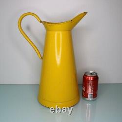 Antique German large yellow enamel water pitcher jug