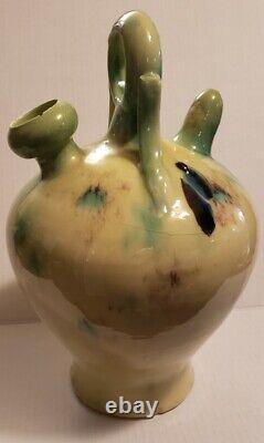 Antique Glazed Pottery Gargoulette Water Vessel Stoneware Ceramic Jug Beautiful