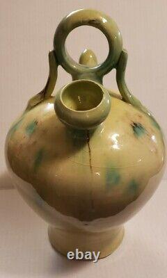 Antique Glazed Pottery Gargoulette Water Vessel Stoneware Ceramic Jug Beautiful