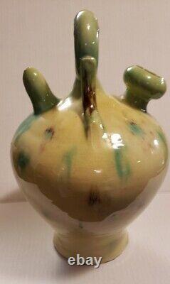 Antique Glazed Pottery Gargoulette Water Vessel Stoneware Ceramic Jug Beautiful