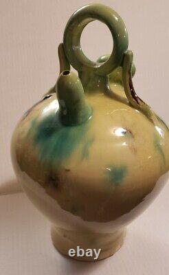 Antique Glazed Pottery Gargoulette Water Vessel Stoneware Ceramic Jug Beautiful