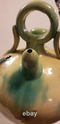 Antique Glazed Pottery Gargoulette Water Vessel Stoneware Ceramic Jug Beautiful