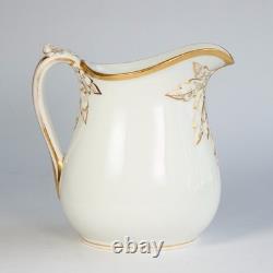 Antique H & Co Limoges France Hand Painted Pitcher Jug Gold 9 in H
