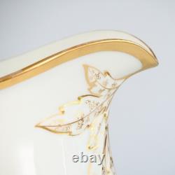 Antique H & Co Limoges France Hand Painted Pitcher Jug Gold 9 in H