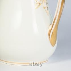 Antique H & Co Limoges France Hand Painted Pitcher Jug Gold 9 in H