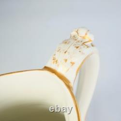 Antique H & Co Limoges France Hand Painted Pitcher Jug Gold 9 in H