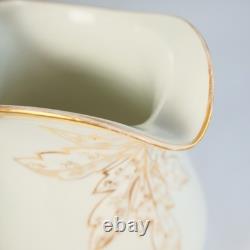 Antique H & Co Limoges France Hand Painted Pitcher Jug Gold 9 in H