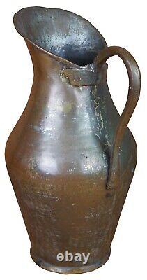 Antique Hammered Dovetailed Copper Ewer Wine Water Can Pitcher Jug 13