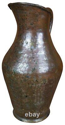 Antique Hammered Dovetailed Copper Ewer Wine Water Can Pitcher Jug 13